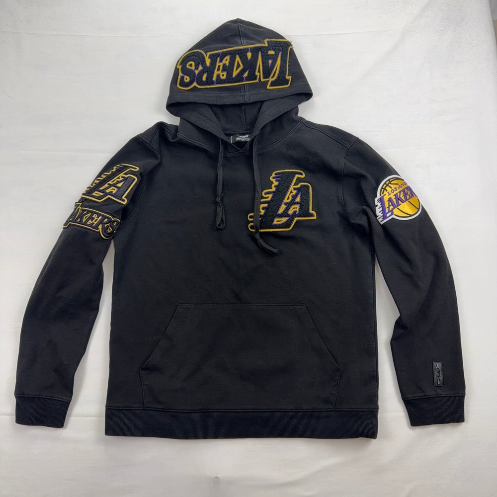 Pro Standard Los Angeles Lakers Chenille‎ Patch Pullover Hoodie Size M Black NBA